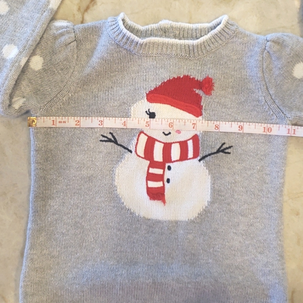 GYMBOREE GRAY WITH WHITE POLKA-DOT SNOWMAN ⛄ SWEATER SIZE 18-24 MONTHS - Picture 8 of 10